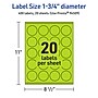 Avery Laser/Inkjet Multipurpose Circle Labels, 1.75" Dia., Bright Green, 400/Pack (94509)~#|#~80871BBB-B2E6-4966-AF9E47B65C3ABBAB_sc7