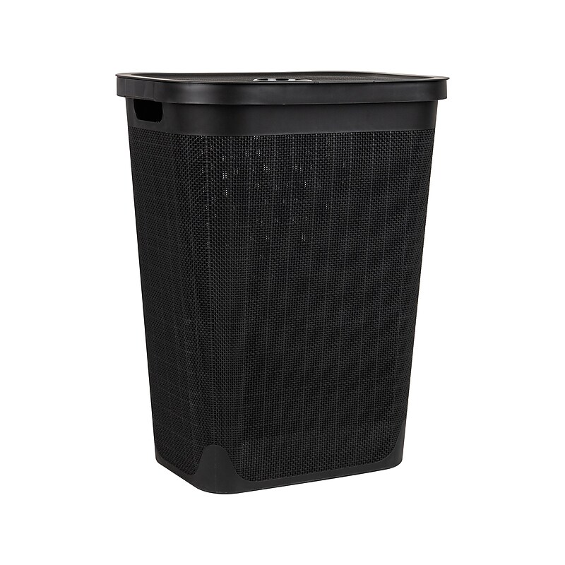 Mind Reader 15.85-Gallon Hamper with Lid, Plastic, Black (60FABHAMP-BLK) image 1