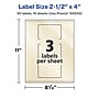 Avery Pearlized Ivory Rectangle Multipurpose Labels, 2.5" x 4", Ivory, 30/Pack (94245)~#|#~8097D82B-D29D-4B22-95C0D2BCC5742A1B_sc7