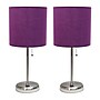 Creekwood Home Oslo Duo 19.5" LED Table Lamp with USB Port, Brushed Steel/Purple Shade, 2/Set (CWT-2012-PR-2PK)~#|#~80A358C8-3DE9-45B0-A4B63EBCF55F75B6_sc7