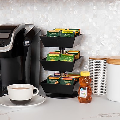 Mind Reader 12-Compartment Plastic Tea and Condiment Carousel, Black - Thumbnail 4