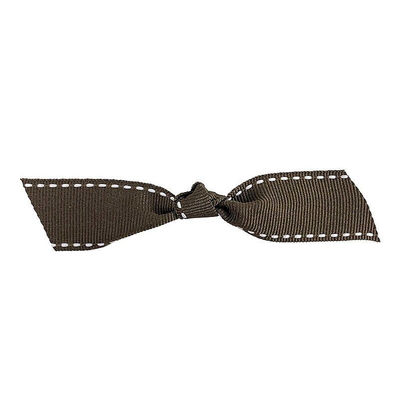 JAM Paper Grosgrain Bows, Brown and White Stitch Flair, 100/Pack (52640349324) image 1