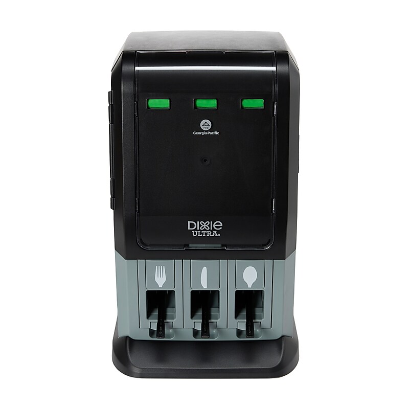 Dixie Ultra SmartStock Tri Tower Cutlery Station Mini Plastic Dispenser, Heavy-Weight, Black (DUSSTDSP3MINI) image 1