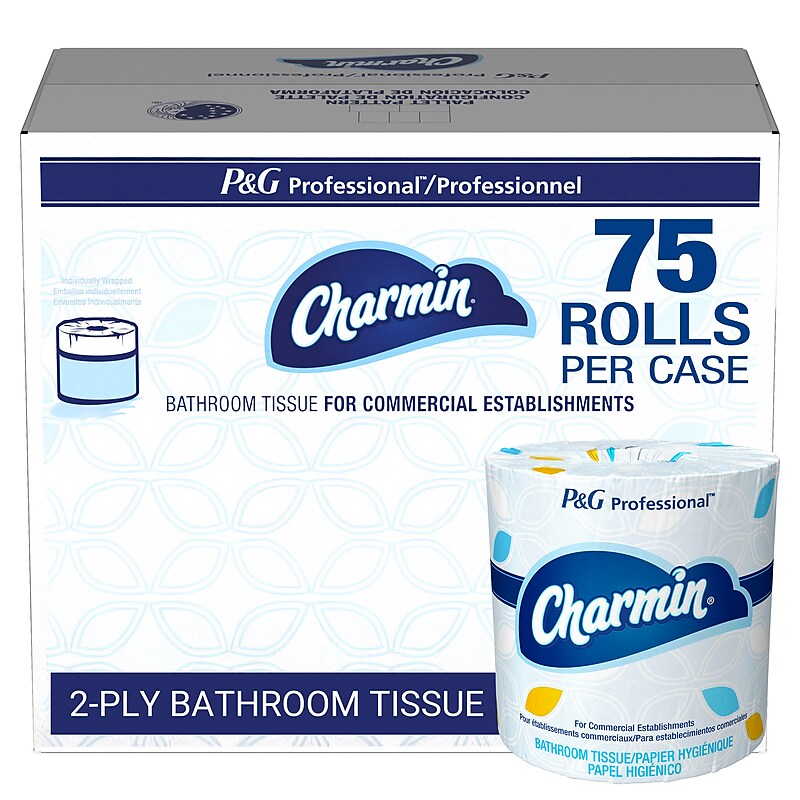 Charmin Commercial Toilet Paper, 2-ply, White, 450 Sheets/Roll, 75 Rolls/Case (71693) image 1