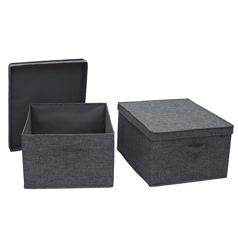 Household Essentials Extra Large Stackable Folding Fabric Storage Bin, 10" x 16"x 19", 52.64 Qt., Gray, 2/Pack (7515-1) image 1