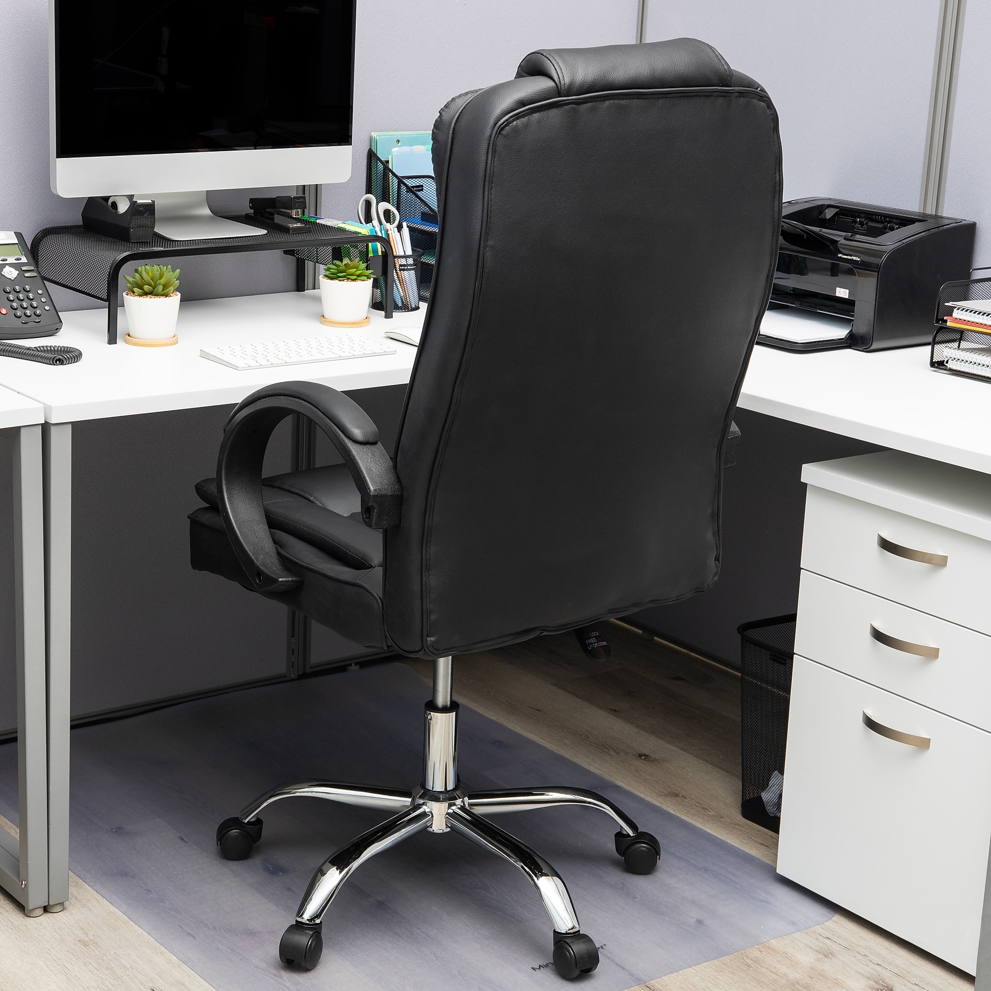 Mind Reader Ergonomic PU Leather Swivel Computer and Desk Chair, Black (OFFCHAIR24-BLK) Sansujyuku sansujyuku.com