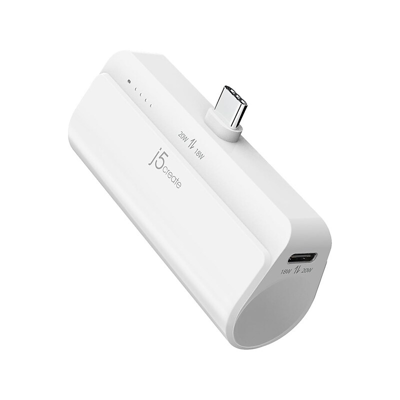 j5create USB Type-C Power Bank, 4900mAh, Pure White (JPB5220W) image 1
