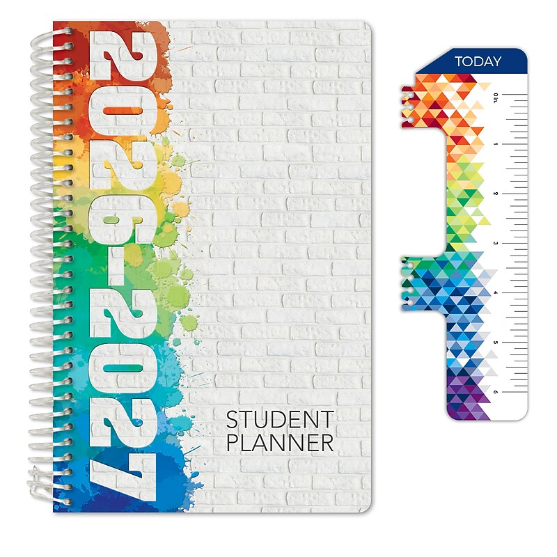 2026-2027 Excello Brands 5.5" x 8" Academic Weekly & Monthly Planner, Paperboard Cover, White Brick (NAY27-SM5585) image 1