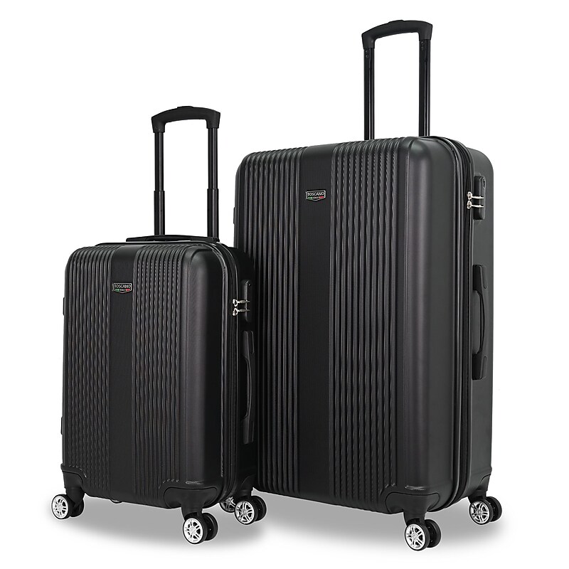 TUCCI Toscano OTTIMO 2-Piece Hardside Spinner Luggage Set, TSA Checkpoint Friendly, Black (S0536-02PC-BLK) image 1