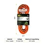 GoGreen Power 50' Indoor/Outdoor Extension Cord, 3-Outlet, 14 AWG, Orange (GG-15150)~#|#~80F0A975-5593-4E90-9CA4081B8C129856_sc7