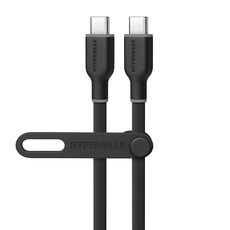 HyperGear Flexi Pro USB-C to USB-C Soft-Touch Silicone Fast Charge and Sync Cable, 15 ft., Black (16053) image 1