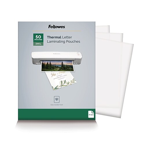 Fellowes Thermal Laminating Pouch, Letter Size, 3 Mil, 50/Pack