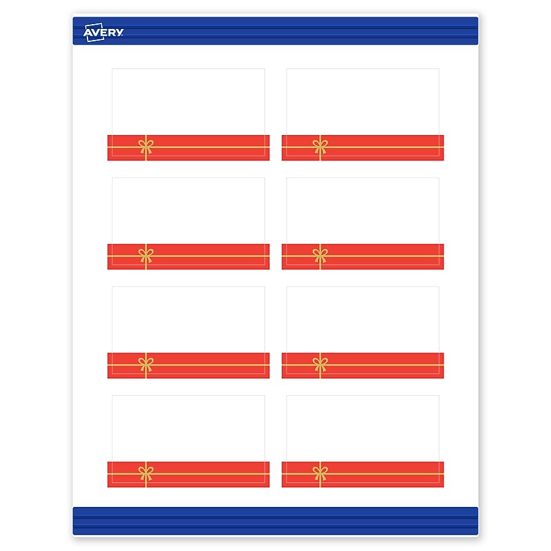 Avery Gold-Red Gift Matte Blank Card, White, 80/Pack (S00-FG4) image 1