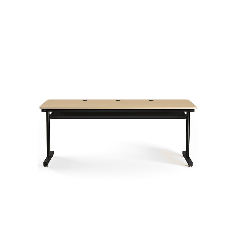 VersaDesk 72"W Basic Computer Table, Maple/Black (BCT7230-BM) image 1
