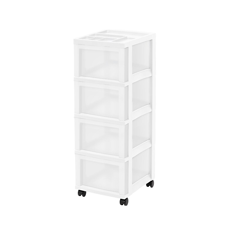 Iris 4-Drawer Storage Cart, White/Translucent White (585003) image 1