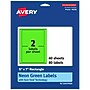 Avery Laser/Inkjet Multipurpose Rectangle Labels, 5" x 7", Neon Green, 80/Pack (94258)~#|#~81068DC7-123E-45D0-9D057DF852F1685E_sc7