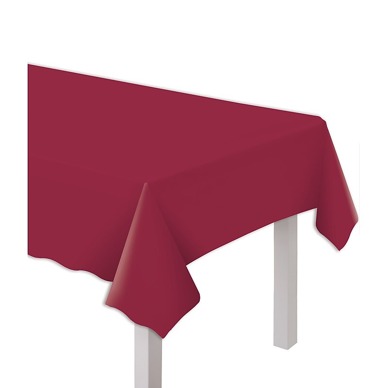 Party City Solid Color 108" x 54" Plastic Table Cover, Maroon (AM77015-169-PC) image 1