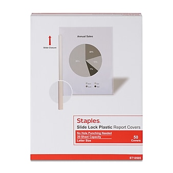 Staples Slide Locking Report Covers, Letter Size, Clear, 50/Box (10505-CC)