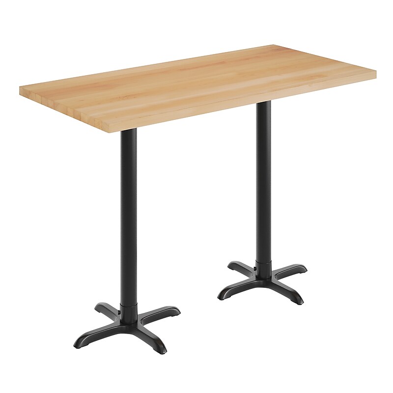 Flash Furniture Bennett Wooden Commercial Indoor Table, 60" x 30", Natural Top/Black Base (GSF3060NTT2222B) image 1
