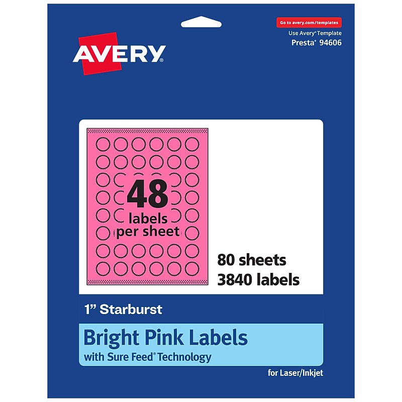 Avery Hemp Starburst Laser/Inkjet Multipurpose Labels, 1", Off-White (3840/Box) image 1