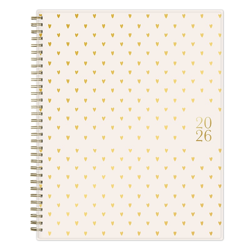 2026 Blue Sky Bespoke Letterpress Cream Hearts 8.5" x 11" Calendar Year Weekly & Monthly Planner, Plastic Cover (156227) image 1