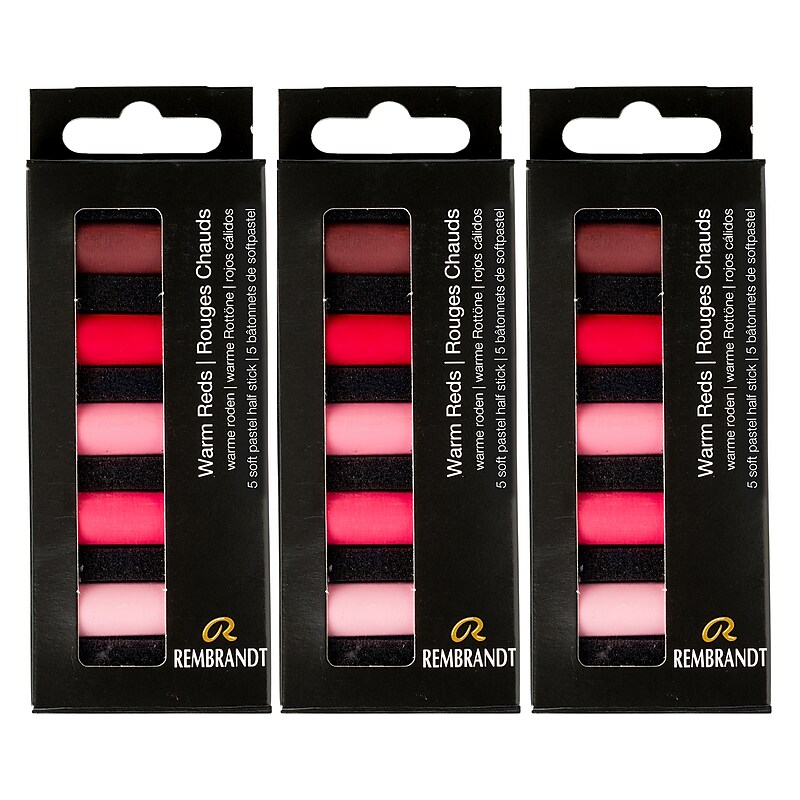 Rembrandt Soft Pastels Micro Sets, Warm Reds, 5/Set, 3 Sets/Bundle (RBX31820504-3) image 1