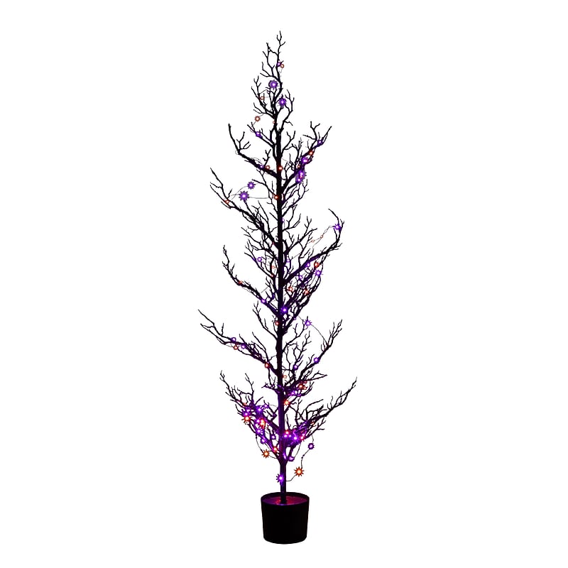 Nearly Natural Pre-Lit Artificial Halloween Black Spooky Twig Tree, 5' (T5236) image 1