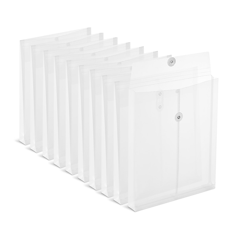 Staples Moisture Resistant Expanding Wallet, Button & String Closure, Letter Size, Clear, 10/Pack (TR32431) image 1