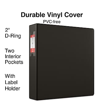 Staples Standard 2" 3-Ring Non-View Binder With Label Holder, Black (26421-CC)
