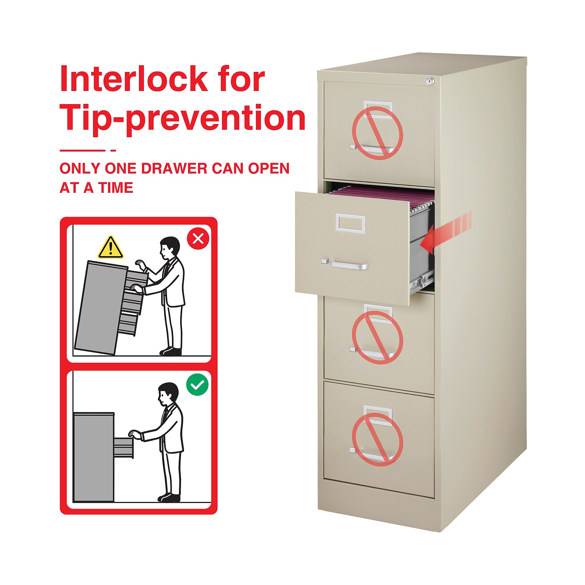 Staples Heavy Duty 4 Drawer Vertical File Cabinet, Letter, Putty/Beige, 25″D (25162D) Sansujyuku sansujyuku.com