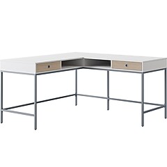 Whalen Asherton 60 W L Shaped Computer Desk Fawn Aged Oak SPUS ASHD Staples