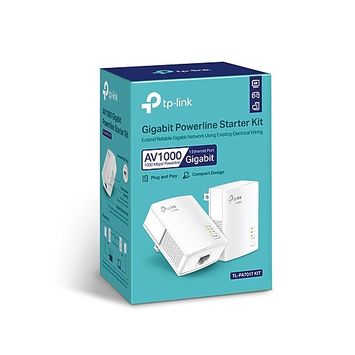 TPLINK 2Port Powerline Gigabit Adapter Starter Kit (TLPA7017 KIT) Staples