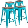 Flash Furniture Shania Industrial Metal Counter Height Stool without Back, Crystal Teal-Blue, 4-Pieces/Pack (4ETBT350324CBW)~#|#~816A87E0-642A-4C34-ACA1DEFF3654DA66_sc7