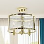 Lalia Home 3-Light 13" Farmhouse Glass and Metallic Accented LED Semi-flushmount, Gold (LHM-1000-GL)~#|#~816CD712-4890-4092-9FE222F9A30E5975_sc7