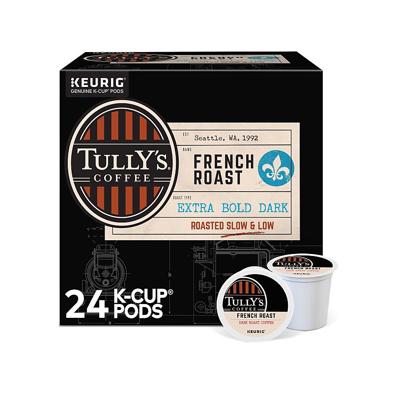 Tully's French Roast Coffee Keurig® K-Cup® Pods, Dark Roast, 24/Box (192619) image 1