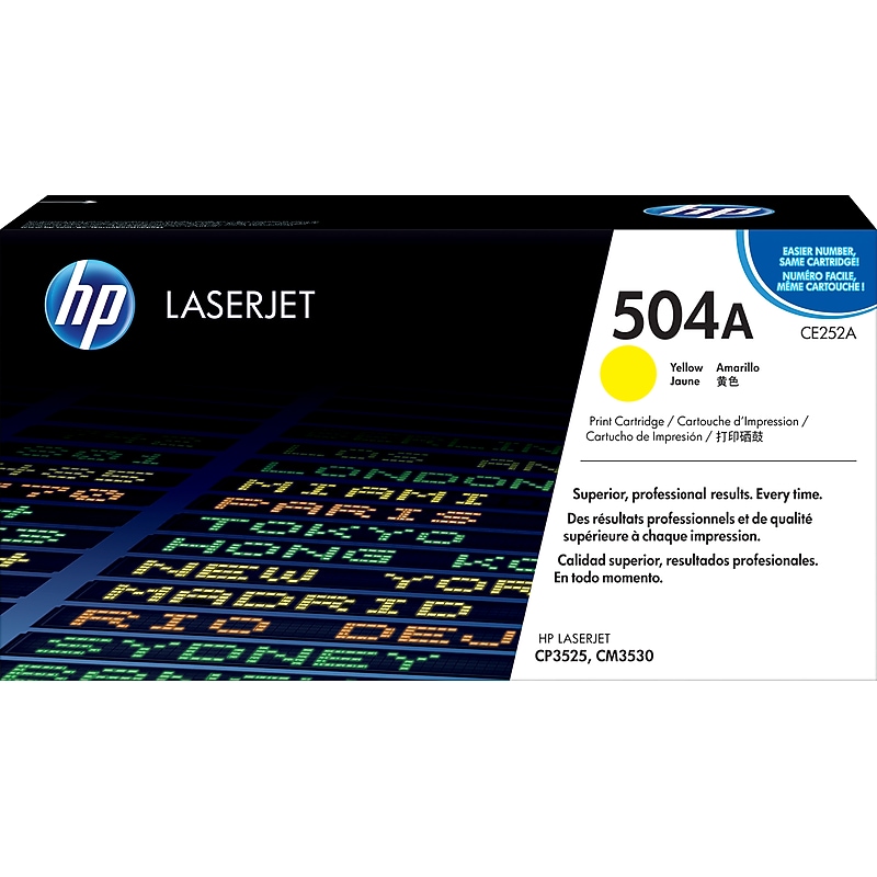 HP 504A Yellow Standard Yield Toner Cartridge, Prints Up to 7,000 Pages (CE252A) image 1