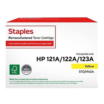 Staples Remanufactured Yellow Standard Yield Toner Replacement HP 121A-122A-123A/Canon EP-87 (TRQ3962A/STQ3962ADS)