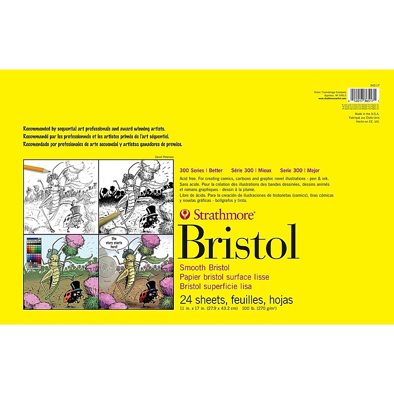 Strathmore 300 Series 11" x 17" Tape Bound Bristol Sketch Pad, 24 Sheets/Pad (STTP3421703) image 1