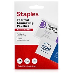 Staples® Thermal Laminating Pouch, ID Tag Size, 5 Mil, 25/Pack