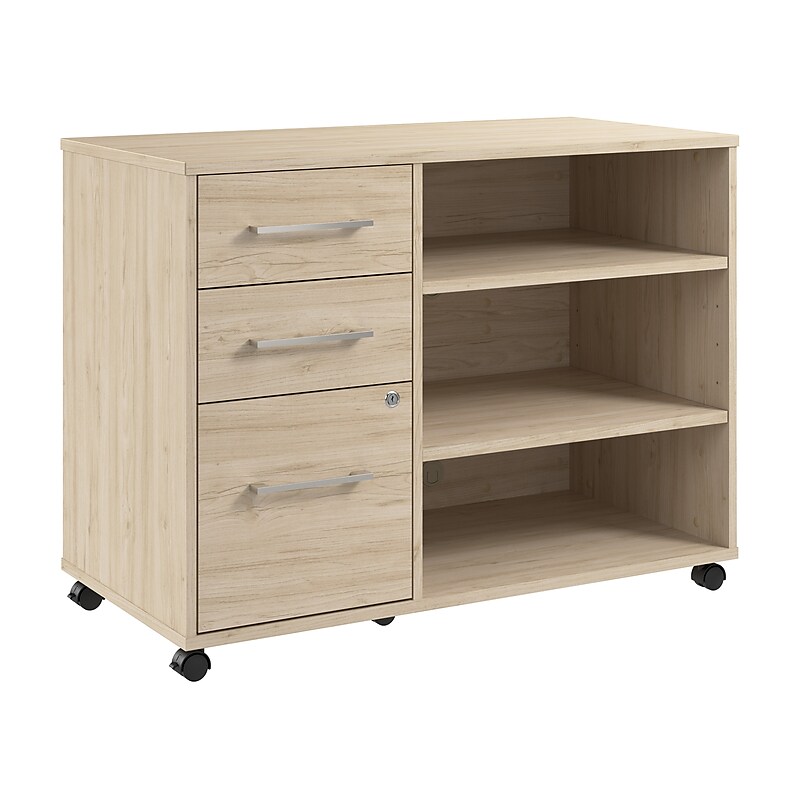 Bush Business Furniture Hustle Office Storage Cabinet with Wheels, Natural Elm (HUF140NE) image 1
