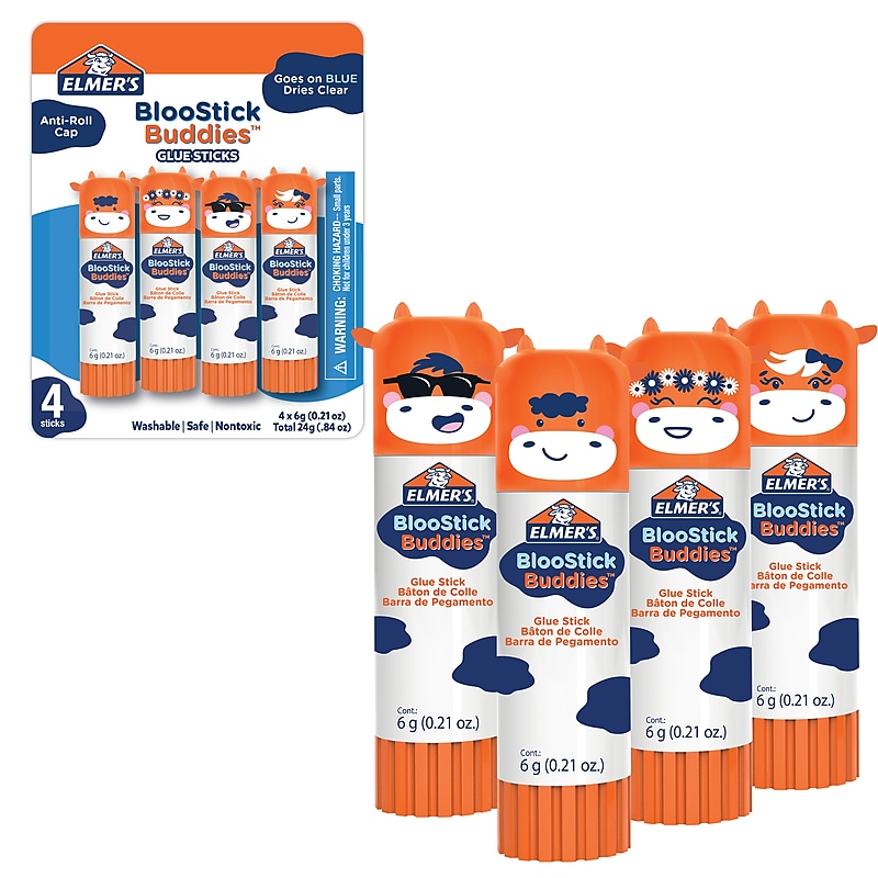 Elmer's BlooStick Buddies Washable Removable Glue Sticks, 4/Pack (2213740) image 1