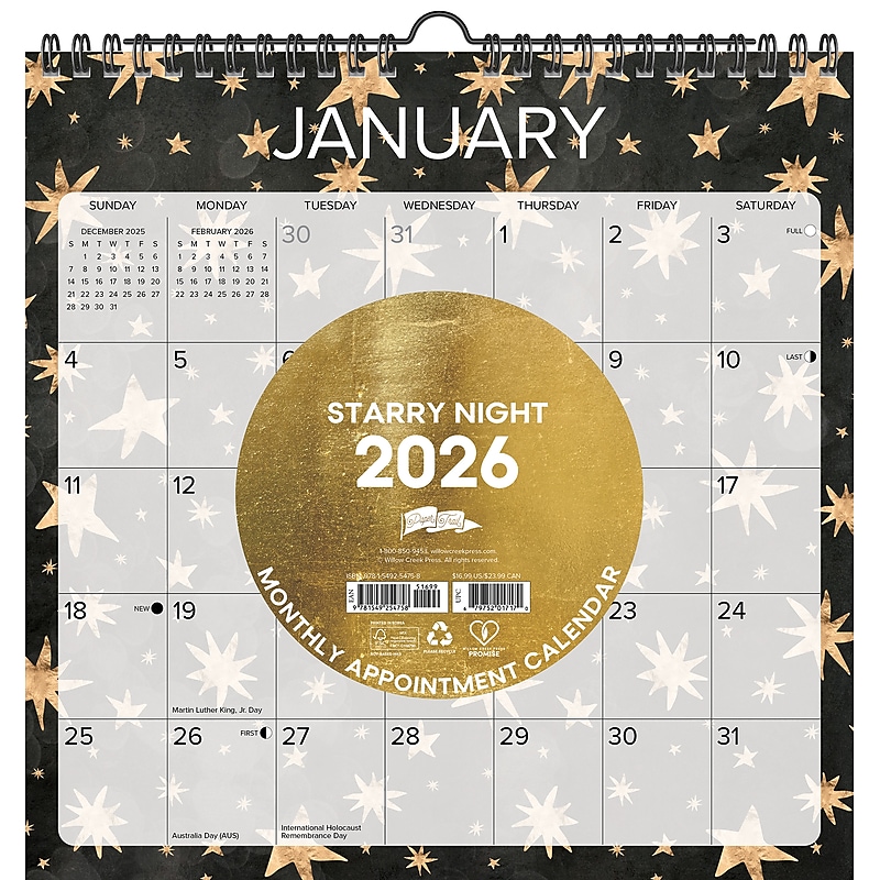 2026 Willow Creek Starry Night 12" x 12" Monthly Wall Calendar (54758) image 1