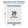 Avery Laser/Inkjet Circle Waterproof Multipurpose Labels, 1.67" Dia, White, 1000/Box (94508)~#|#~81A40F8F-E9DC-4E77-817BE1A3442106C4_sc7