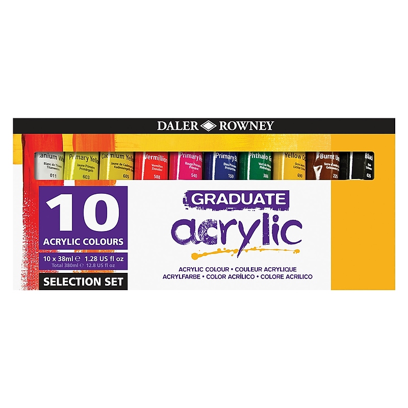 Daler-Rowney Graduate Acrylic Paint Selection Set, Assorted Colors, 38ml, 10/Set (DRWD1239000103) image 1