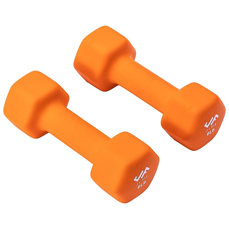 Jfit 6 lb. Neoprene Dumbbell, Orange, Pair (J-DBN6SET) image 1