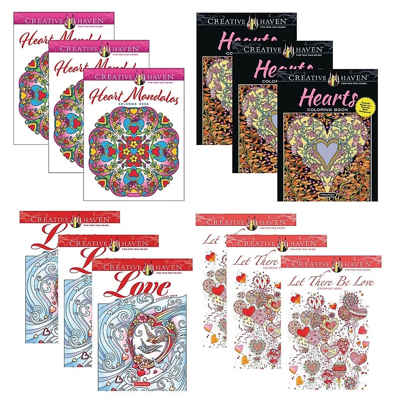 Creative Haven Love and Hearts Adult Coloring Book, 31 Pages, 12/Set (20011) image 1