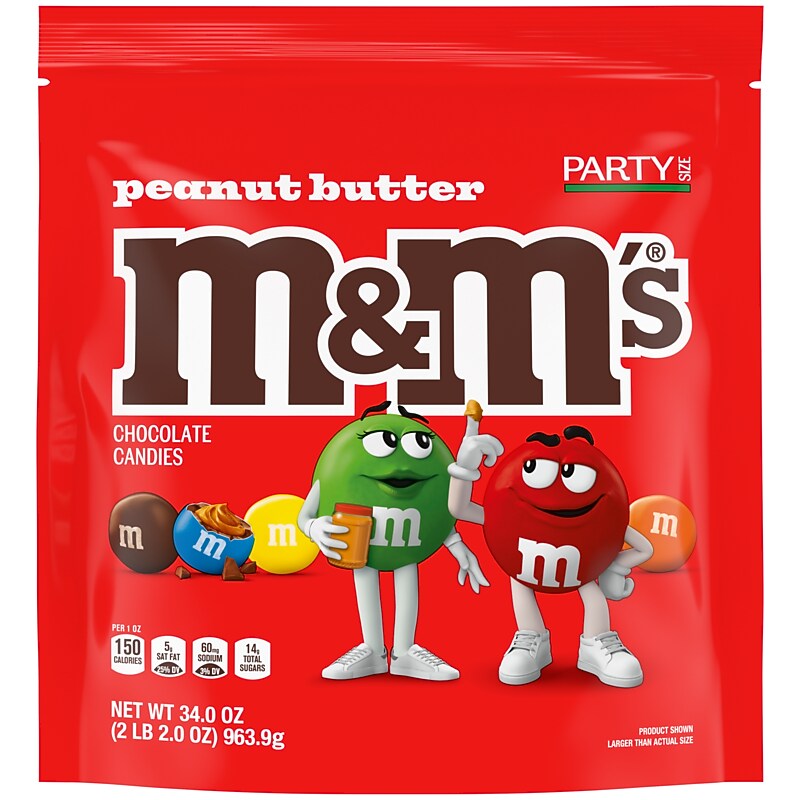 M&M's Party Size Peanut Butter Milk Chocolate Candy Pieces, 34 oz. (MMM55085) image 1