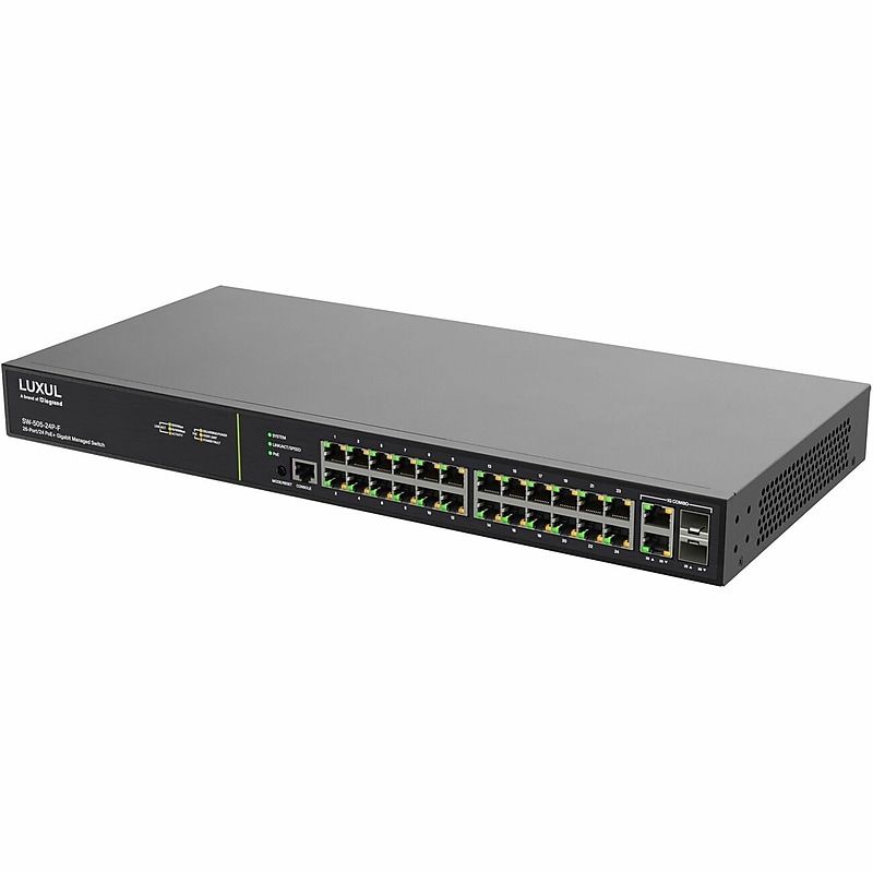 Luxul Legrand 24 PoE+ 1Gb L2/L3 Managed Switch, Black (SW-505-24P-F) image 1
