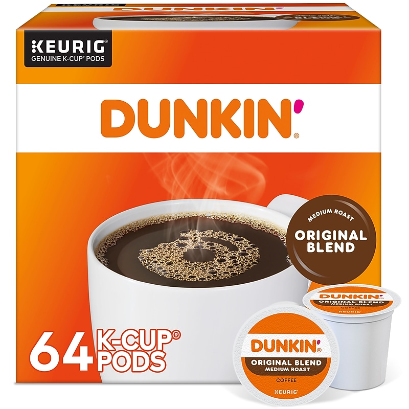 Dunkin' Original Blend Coffee Keurig K-Cup Pods, Medium Roast, 64 Pods/Box (50003805711) image 1