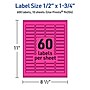 Avery Laser/Inkjet Rectangle Multipurpose Labels, 0.5" x 1.75", Neon Magenta, 600/Pack (94204)~#|#~81C3342C-9D4D-4AF9-99F7642326E20AFC_sc7